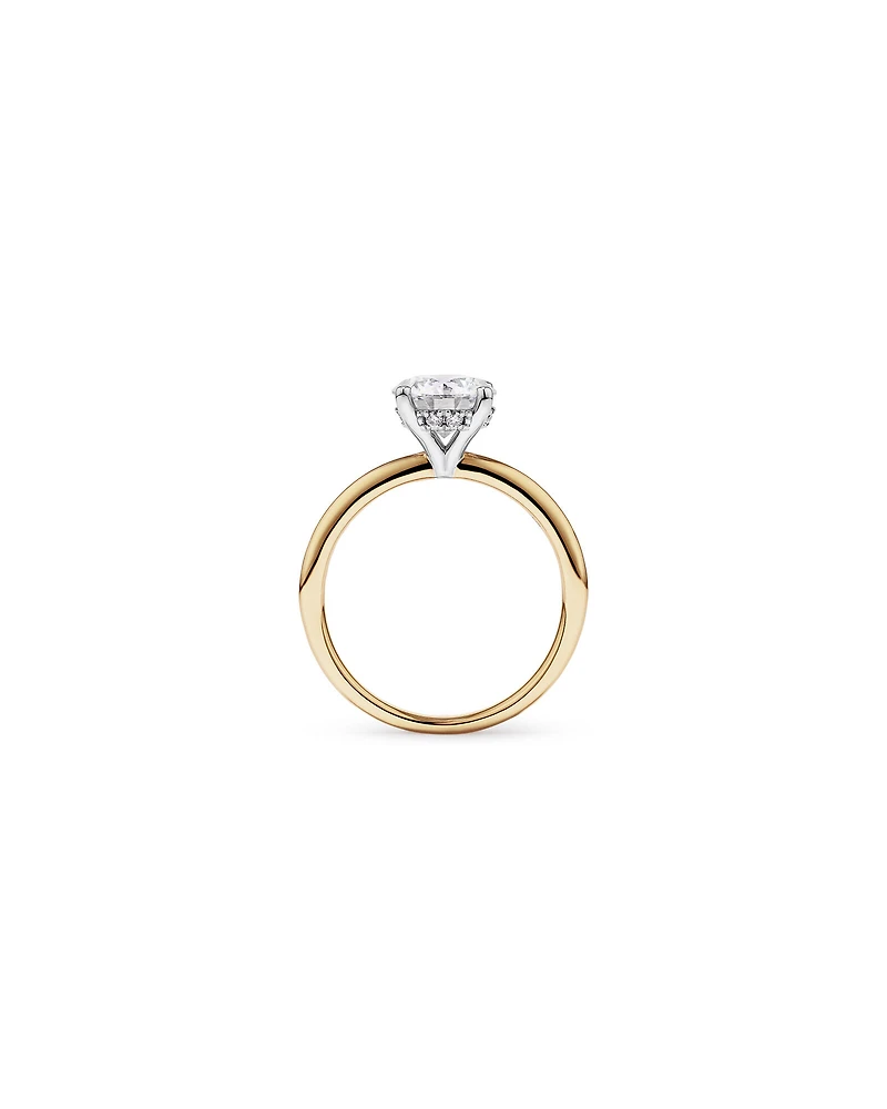 1.55 Carat TW Round Brilliant Lab-Grown Diamond Solitaire Hidden Halo Engagement Ring in 14kt Yellow and White Gold