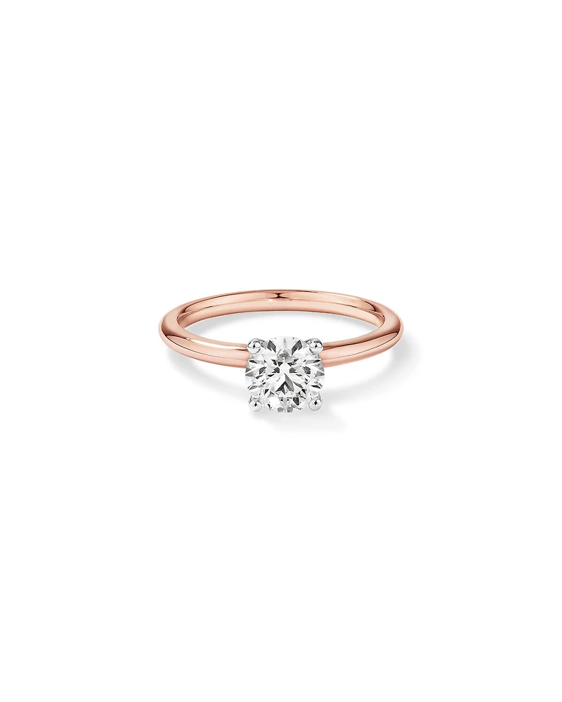 Bague De Fiançailles Solitaire En Diamant De Laboratoire Rond Brillant De 1 Carat Poids Total En Or Blanc 14 Carats