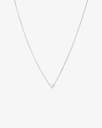 5mm Cultured Freshwater Pearl and Diamond Necklace in Sterling Silver