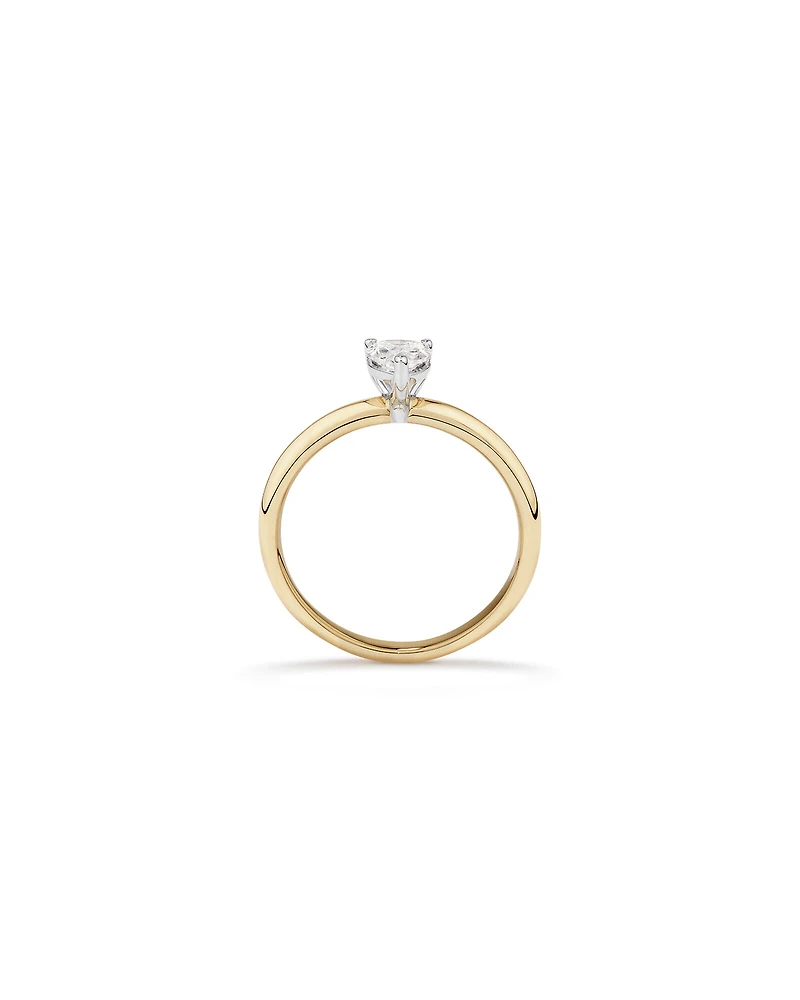 Bague de fiançailles solitaire diamant taille poire certifié TW de 0,70 carat en or jaune et blanc 18 carats