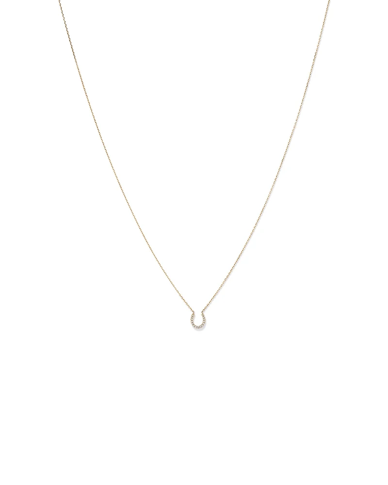Collier à pendentif fer à cheval en or jaune 10 K avec diamants totalisant 0,10 ct