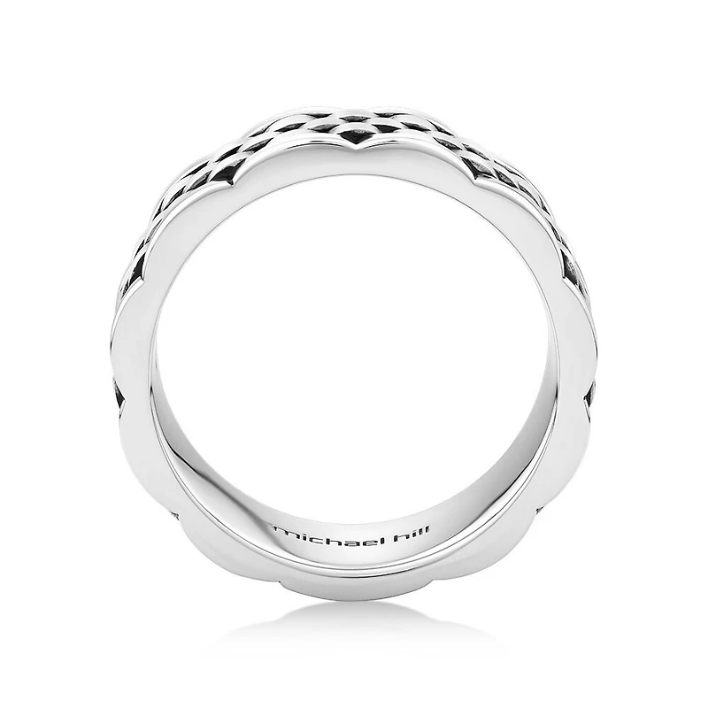 Men's Link Pattern Textured Ring in Sterling Silver