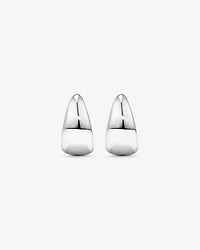 Polished Large Half Hoop Dome Stud Earrings in Sterling Silver