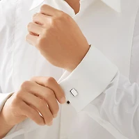 Boutons de manchette rectangulaires argentés pour homme