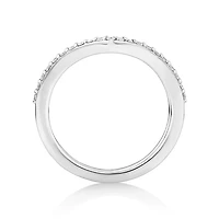 Chevron Ring Set with Diamonds in Sterling Silver