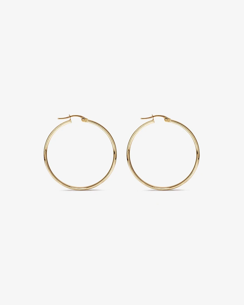 30mm Rounded Flat Hoop Earrings in 10kt Yellow Gold