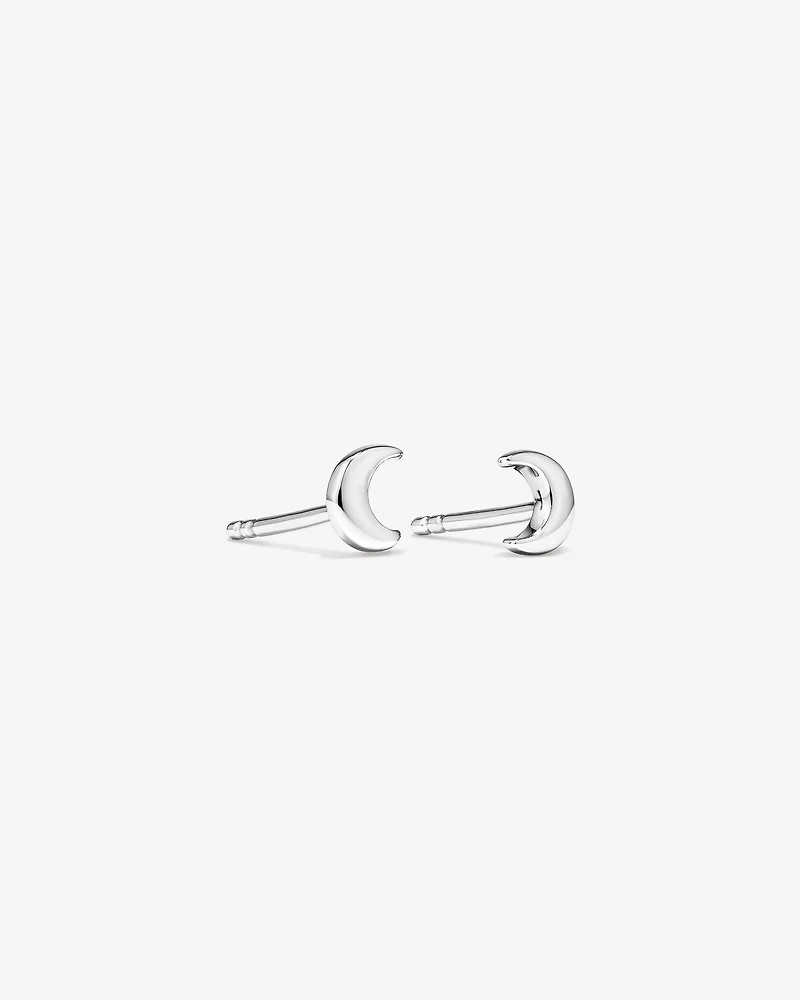 Crescent Moon Stud Earrings in Sterling Silver