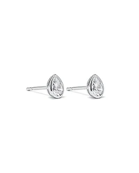 Pear Shaped Cubic Zirconia Bezel Set Stud Earrings in Sterling Silver