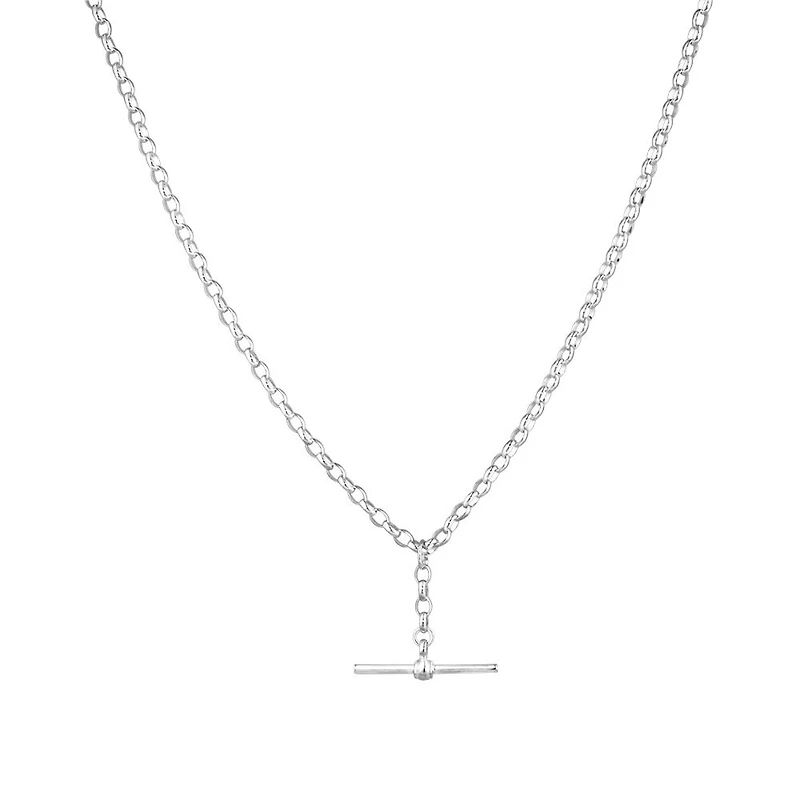 45cm (18") 2.5mm-3mm Width Belcher Chain with Fob in Sterling Silver