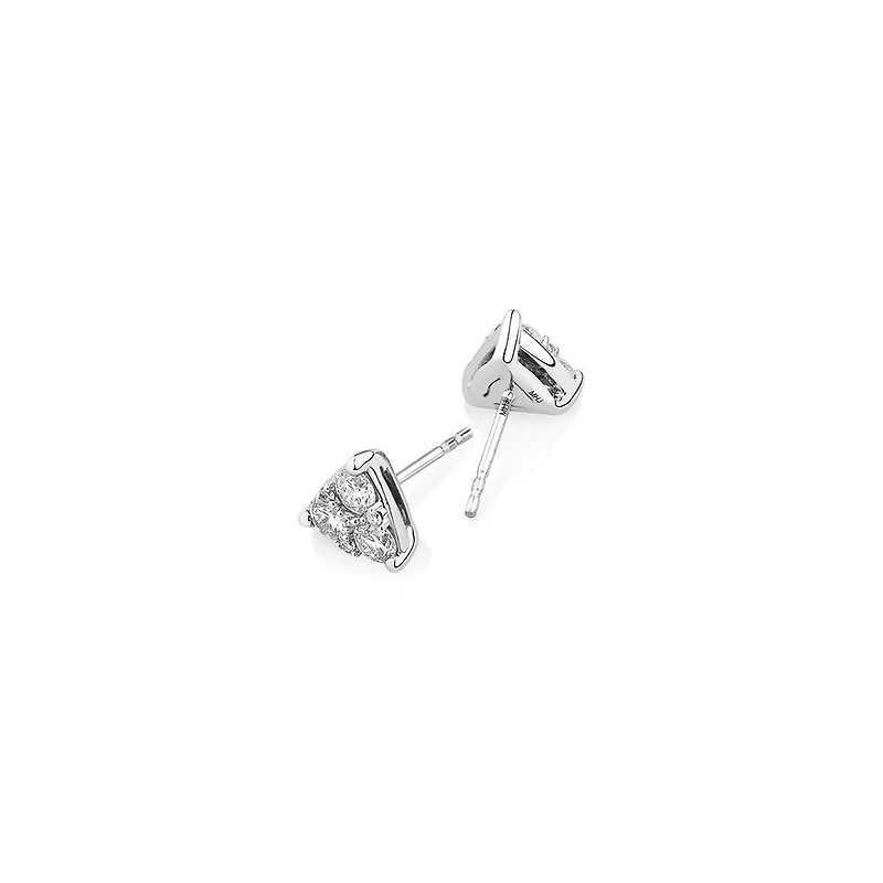 Triangle Cluster Earrings with 1.0 Carat TW of Diamonds in 10kt White Gold