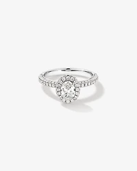 1.30 Carat TW Oval Cut Diamond Pave Halo Engagement Ring in Platinum