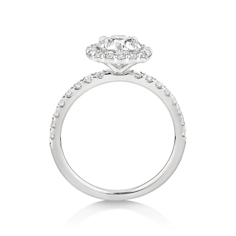 1.79 Carat TW Laboratory-Grown Diamond Round Brilliant Halo Ring in 14kt White Gold