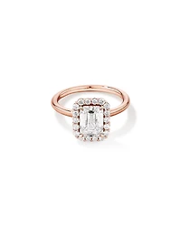 Carat TW Emerald Cut Laboratory-Grown Diamond Halo Engagement Ring in 14kt Yellow and White Gold