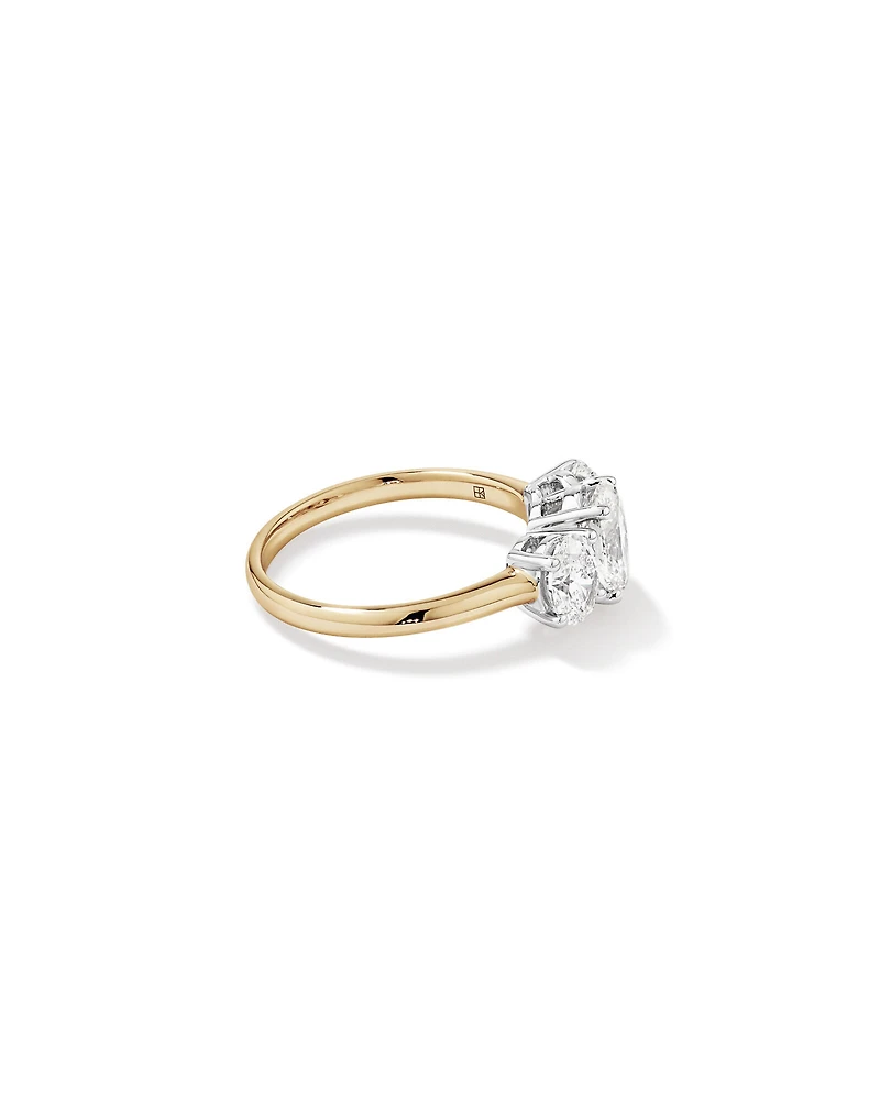 2 Carat Three Stone Oval Laboratory-Grown Diamond Engagement Ring In 14kt White Gold