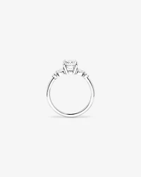 1.73 Carat TW Oval Cut Laboratory-Grown Diamond Marquise Cut Side Stone Engagement Ring in 14kt White Gold
