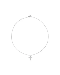 0.34 Carat TW Baguette and Round Brilliant Diamond Cross Pendant in 10kt White Gold