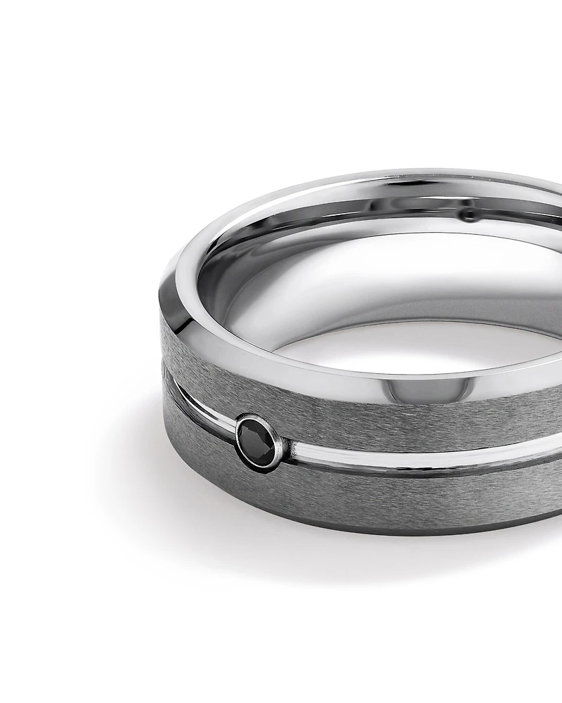 8mm Black Diamond Wedding Band Tungsten
