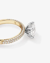1.95 Carat TW Round Brilliant Laboratory-Grown Diamond Solitaire Side Accent Engagement Ring in 14kt White Gold