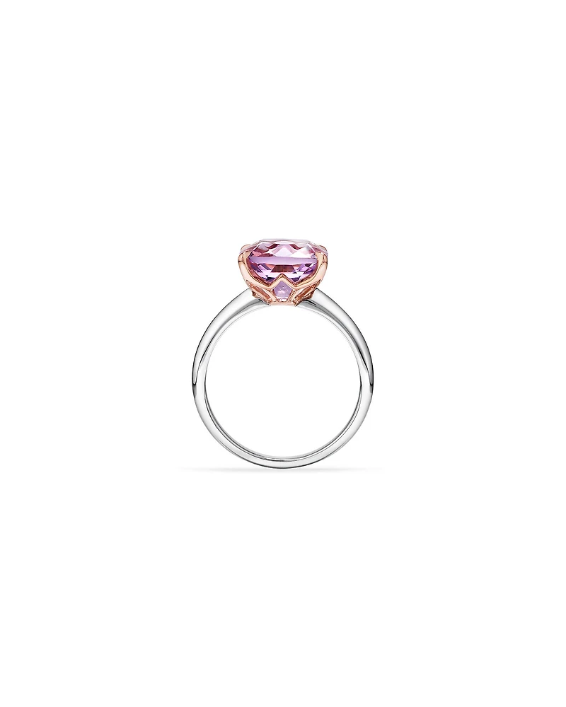Bague en argent sterling et en or rose 10 K avec améthyste rose