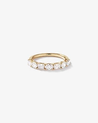 1.05 Carat TW Prong Set Emerald and Oval Cut Lab-Grown Diamond Wedding Band in 14kt Yellow Gold