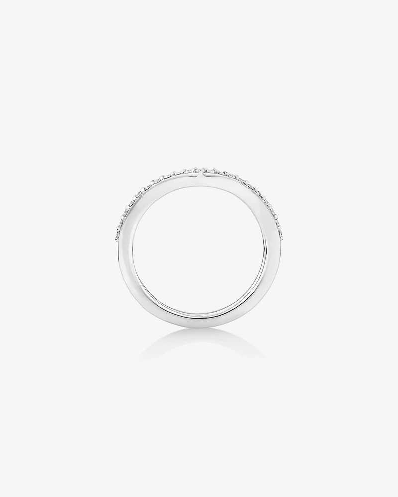 Chevron Ring Set with Diamonds in Sterling Silver