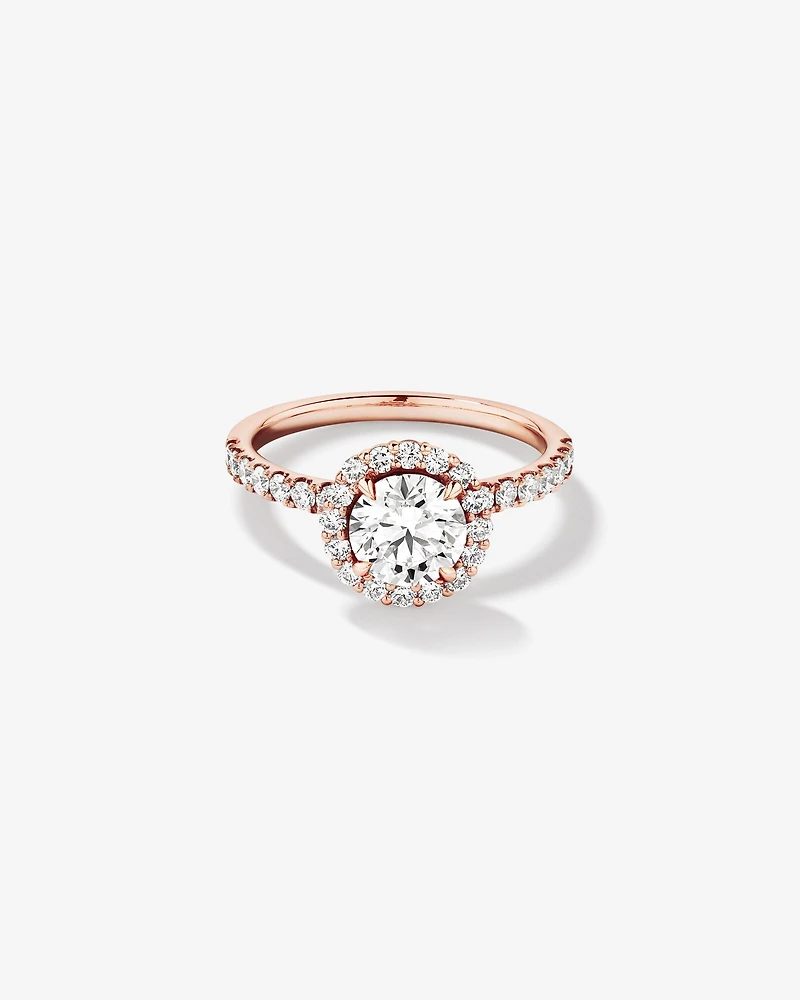 1.79 Carat TW Round Brilliant Laboratory-Grown Diamond Halo Engagemet Ring in 14kt White Gold