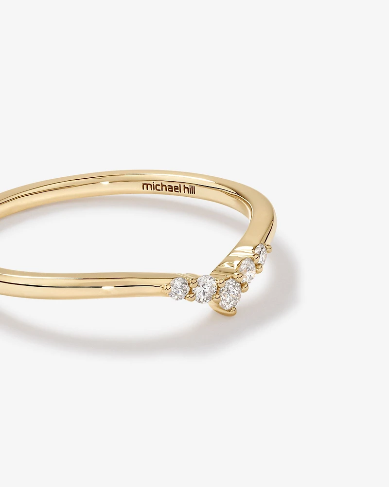 Diamond Chevron Wedding Band in 14kt Yellow Gold
