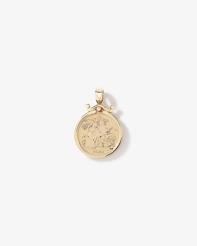Full Sovereign Medallion Pendant in 10kt and 22kt Yellow Gold