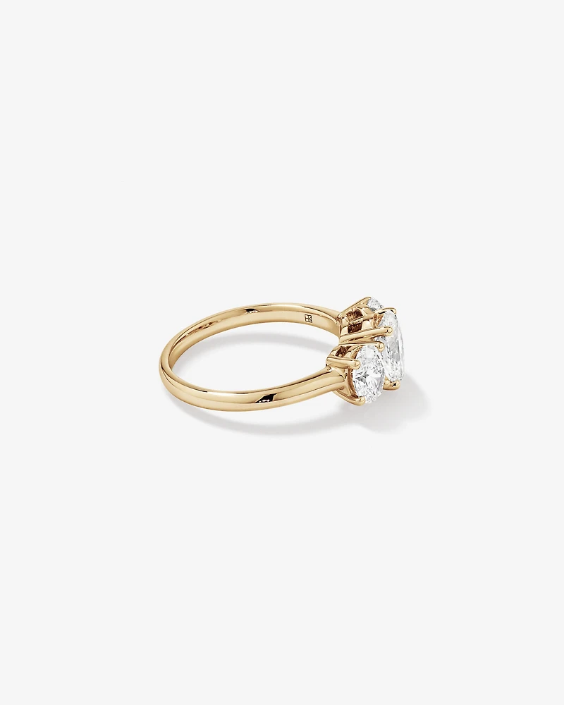 2 Carat Three Stone Oval Laboratory-Grown Diamond Engagement Ring In 14kt White Gold