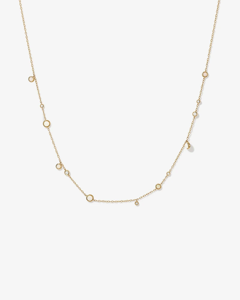 Necklace with Opal & 0.15 Carat TW of Diamonds in 10kt Yellow Gold