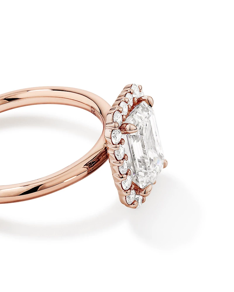 Carat TW Emerald Cut Laboratory-Grown Diamond Halo Engagement Ring in 14kt Yellow and White Gold