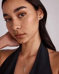 Collier pendentif croix en zircone cubique en argent sterling