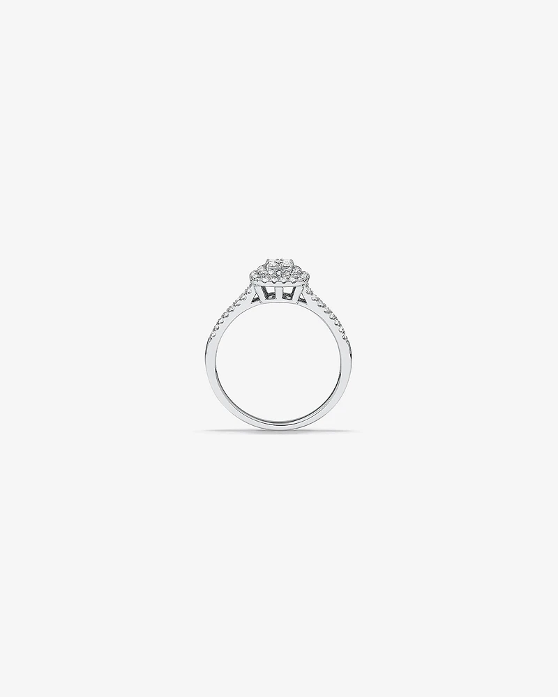 0.30 Carat TW Cushion Cluster Halo Diamond Ring in 10kt White Gold