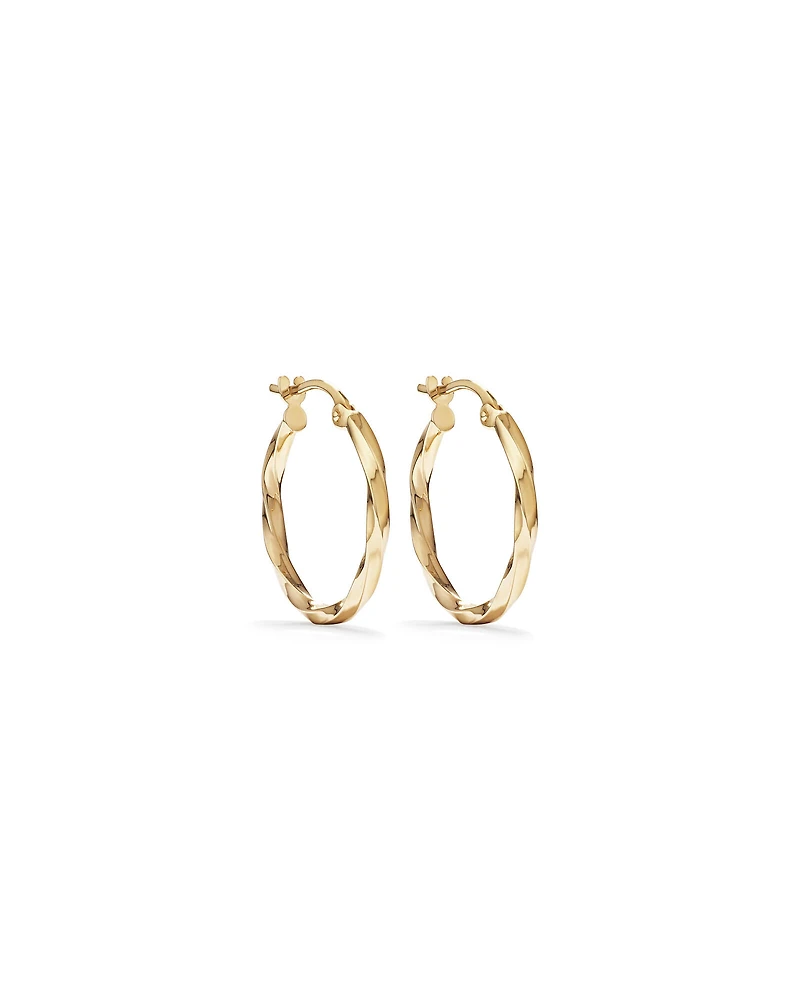 15mm Square Twist Hoop Earrings in 10kt Rose Gold