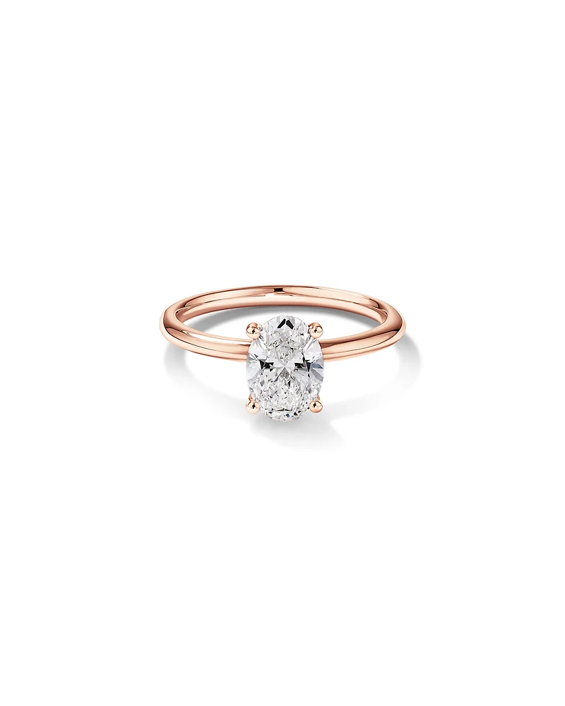 Carat TW Oval Laboratory-Grown Diamond Solitaire Engagement Ring in 14kt White Gold