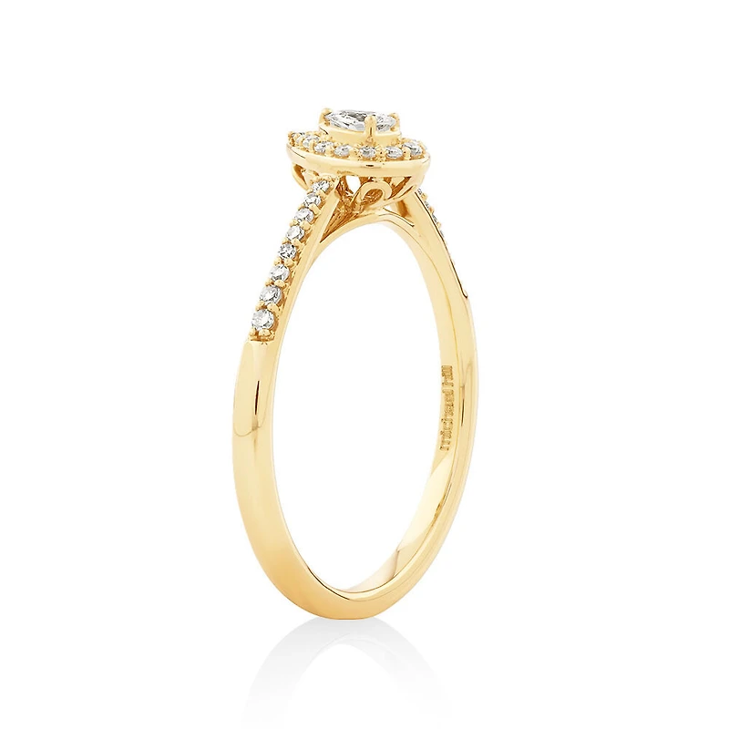 Pear Engagement Ring with .20TW of Diamonds in 10k Yellow Gold