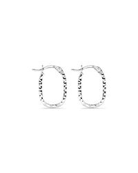 Diamond Cut Paperclip Hoop Huggie Earrings in Sterling Silver