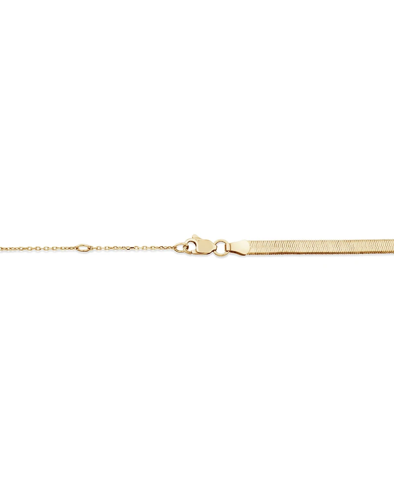 Chaîne serpentine réglable en or jaune 10 K de 43 à 48 cm, largeur de 3 à 3,5 mm