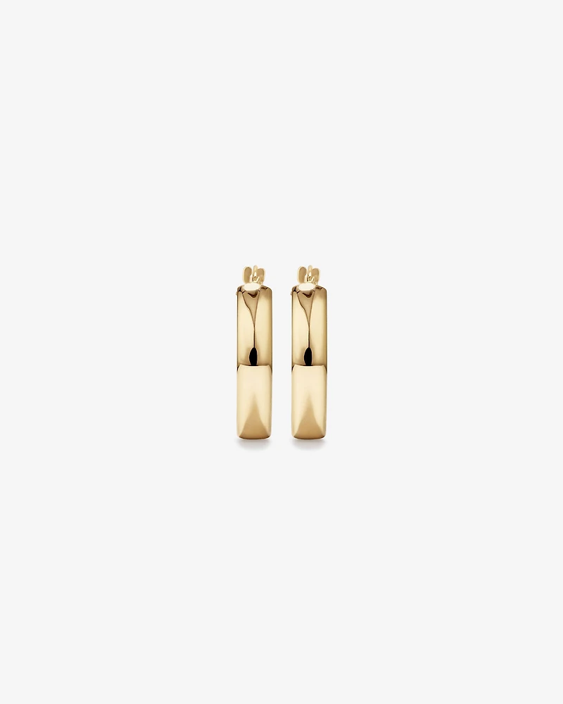 15mm Flat Round Hoop Earrings in 10kt White Gold