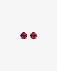 Created Round Red Ruby Birthstone Stud Earrings in 10kt Yellow Gold