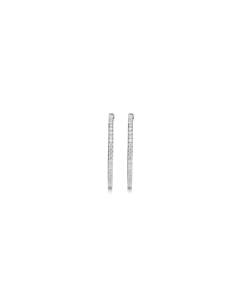 Hoop Earrings with Cubic Zirconia in Sterling Silver