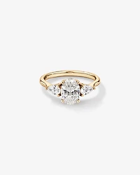 1.65 Carat TW Three Stone Oval and Pear Shaped Laboratory-Grown Diamond Engagement Ring in 14kt White Gold