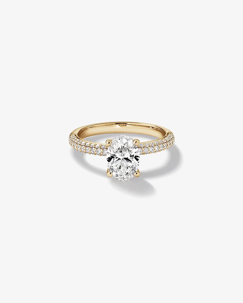 1.95 Carat TW Oval Cut Laboratory-Grown Diamond Solitaire Side Accent Engagement Ring in 14kt White Gold