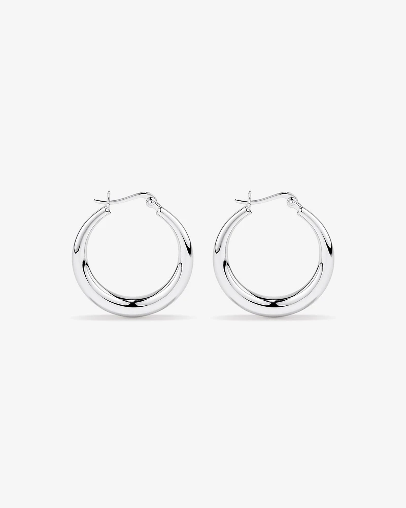 Graduated Domed Hoop Earrings in Sterling Silver