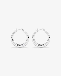 Graduated Domed Hoop Earrings in Sterling Silver