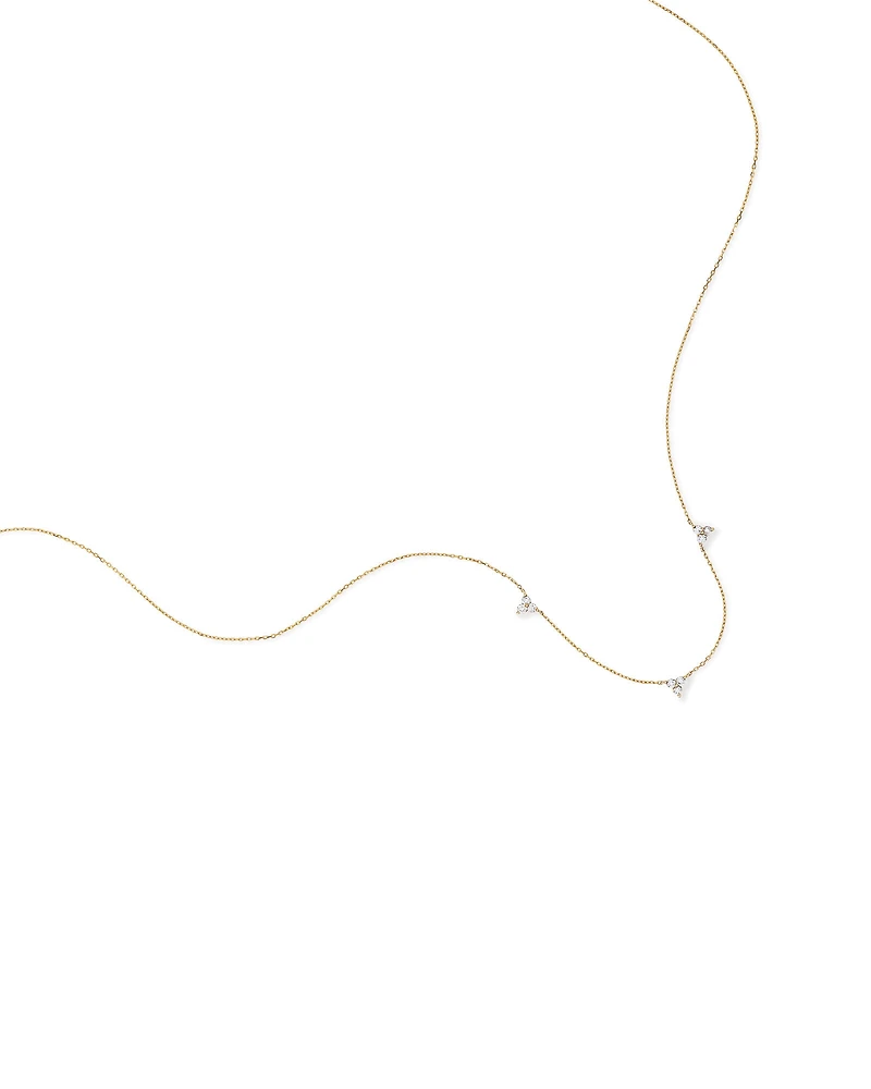 Station Necklace With 0.25 Carat TW Diamonds in 10kt Yellow Gold