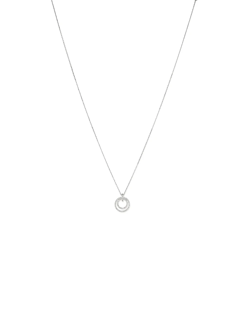 Fine Double Circle Diamond Pendant in Sterling Silver