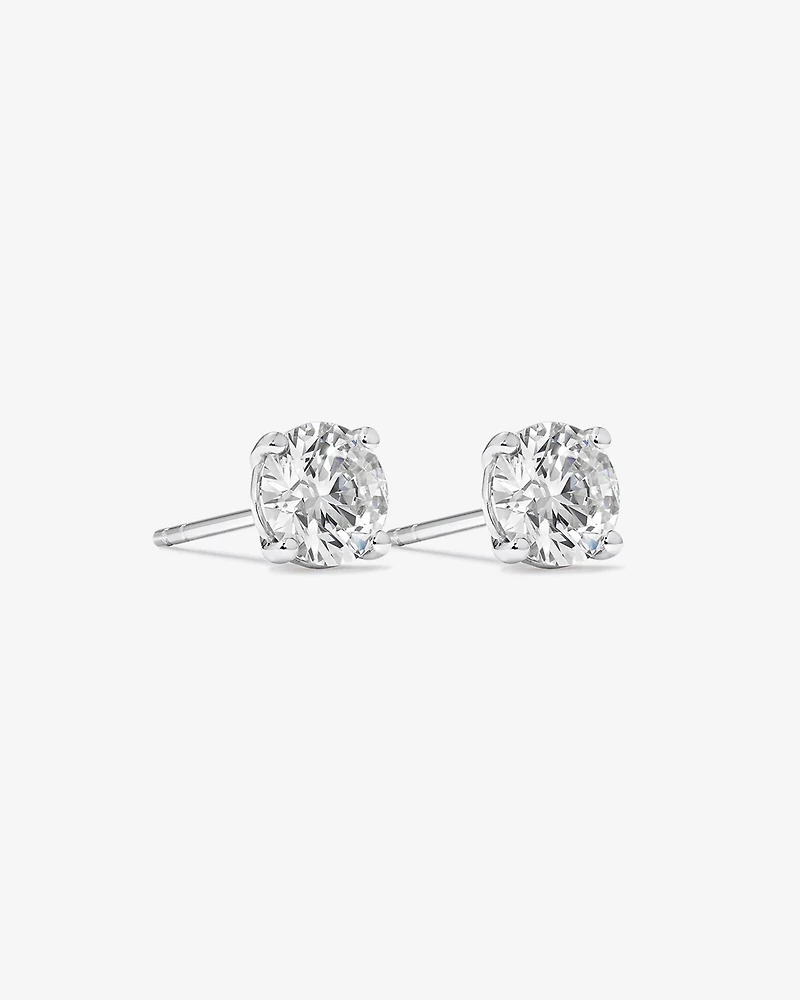 Boucles d’oreilles solitaires en diamant cultivées en laboratoire TW de 1,50 carat en or blanc 14 carats