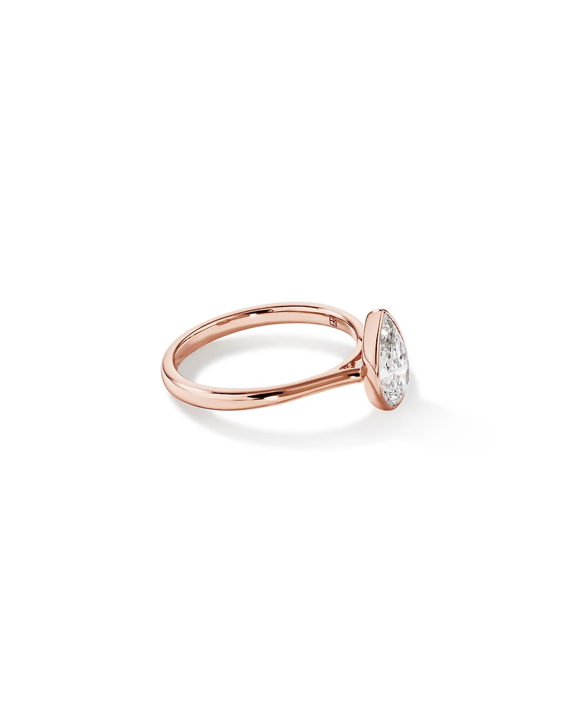 1.25 Carat TW Pear Cut Laboratory-Grown Diamond Solitaire Bezel Set Engagement Ring in 14kt Yellow Gold