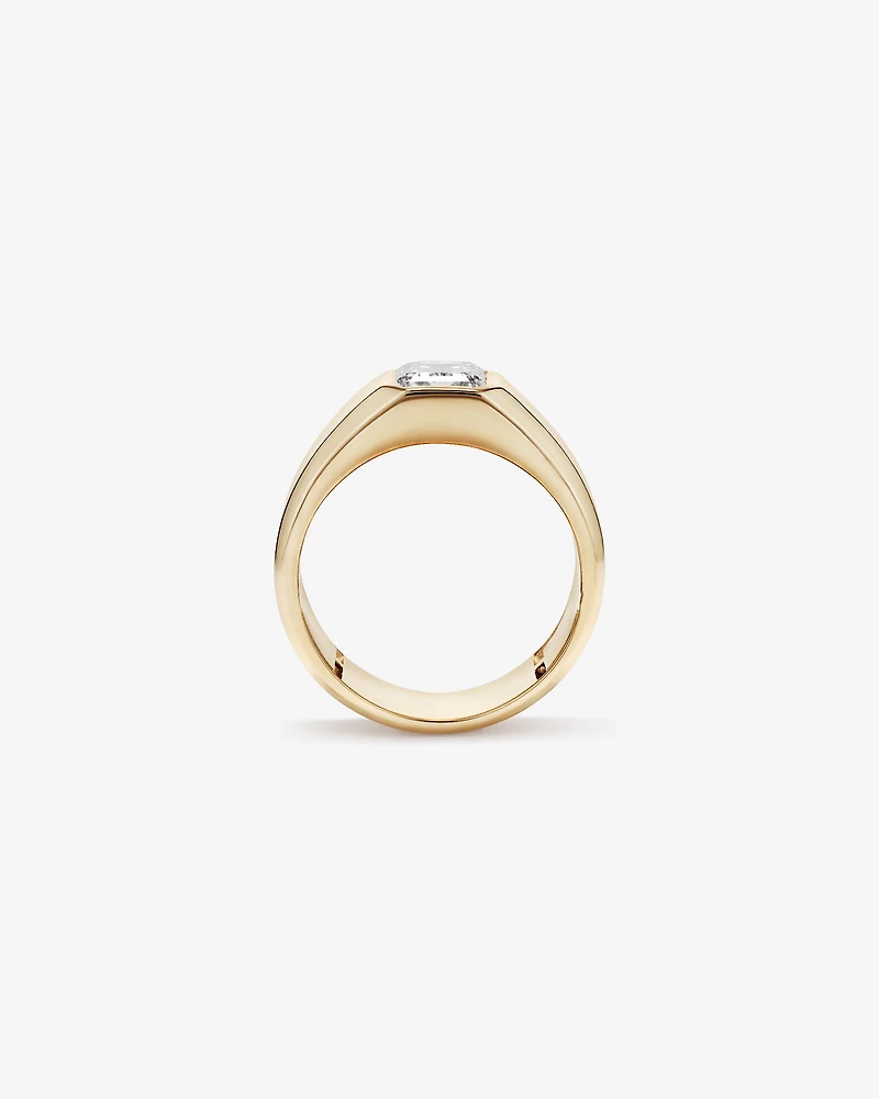 2.00 Carat TW Bezel Set Emerald Cut Lab-Grown Diamond Modern Cigar Band in 14kt Yellow Gold